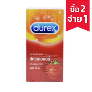 Durex ถุงยาง Strawberry 52.5 มม. จำนวน 12 ชิ้น