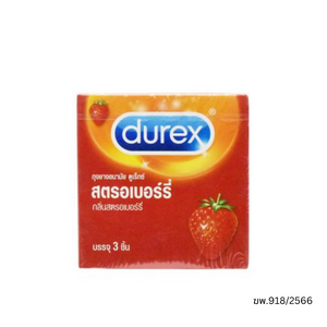 Durex ถุงยางอนามัย Strawberry ขนาด 52.5 มม (กล่อง 3 ชิ้น)