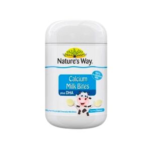 NATURES WAY Calcium Milk Bites DHA ผลิตภัณฑ์เสริมอาหาร นมอัดเม็ด เสริมแคลเซียมและ DHA (60 เม็ด)  .D