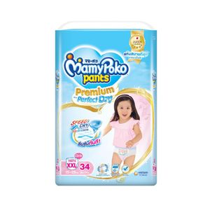 MAMY POKO Pants Premium Extra Dry กางเกงผ้าอ้อมสำหรับเด็กหญิง Size XXL (34 ชิ้น)