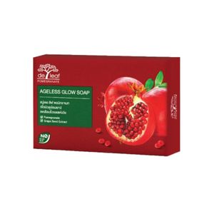 DE LEAF Pomegranate Ageless Glow Soap สบู่สำหรับผิวหน้าและผิวกาย เพื่อผิวกระชับ ชุ่มชื้น (100g.)