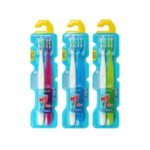 DR.RAY Super Clean Toothbrush D56 แปรงสีฟัน ขนแปรง 3D ปลายเรียวนุ่มพิเศษ แพ็คคู่ (คละสี)