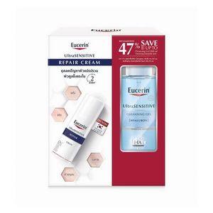 Eucerin ยูเซอริน อัลตร้าเซ็นซิทีฟ รีแพร์ ครีม 50มล. + เซฟ คลีนซิ่ง เจล 200 มล. 